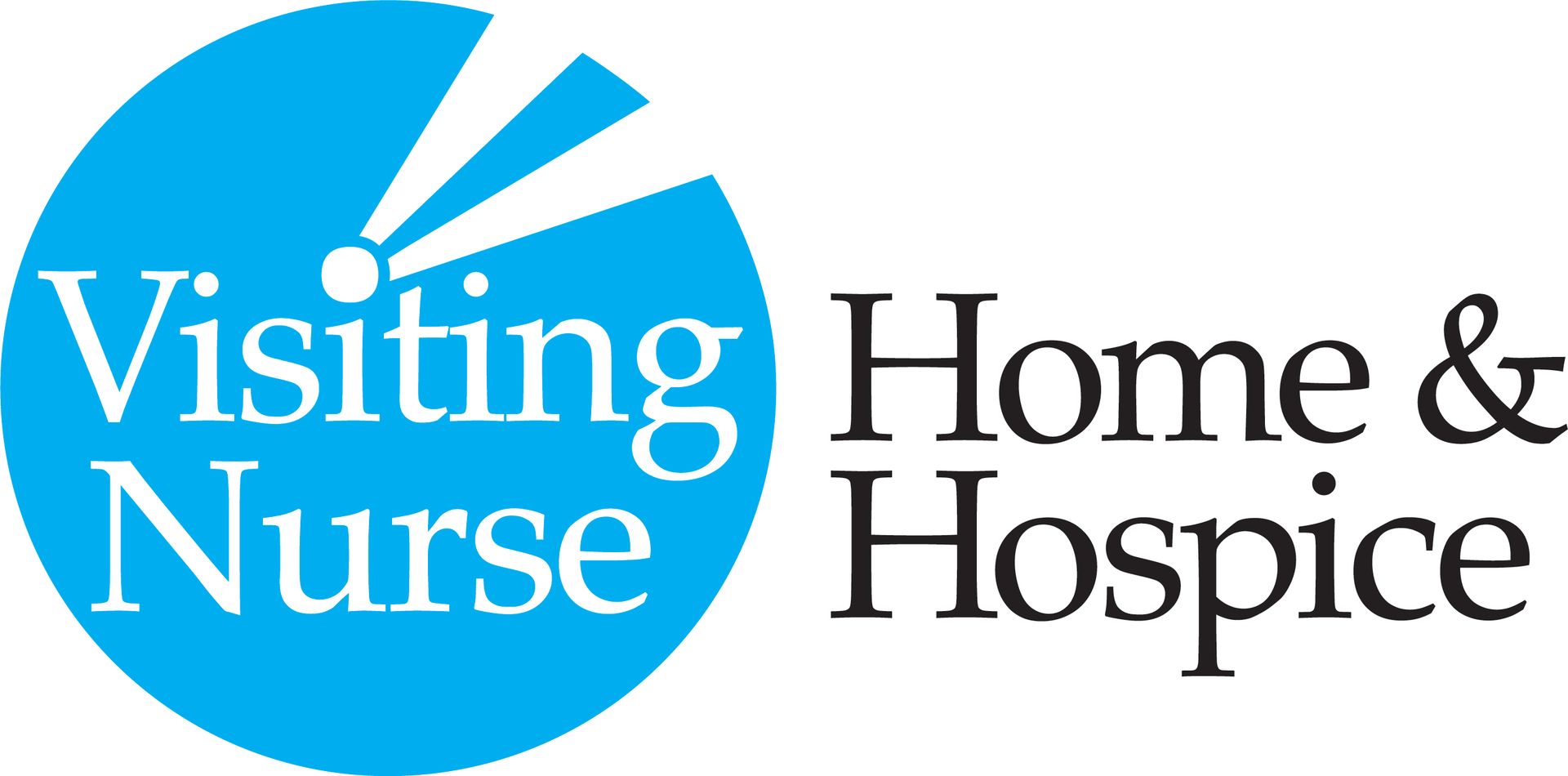 A blue logo for visiting home and hospice nurse