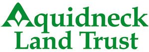 The aquidneck land trust logo is green and white on a white background.