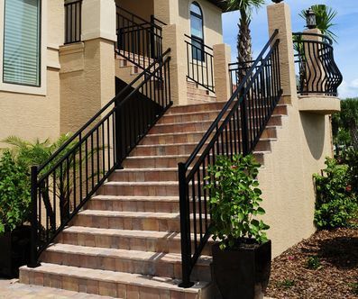 Stone Stairs With Aluminum Fence