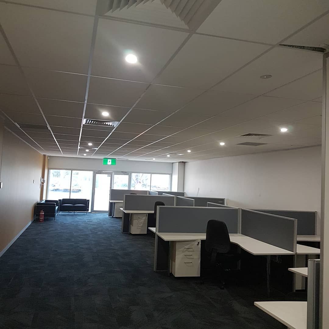 Empty Office Interior with Workstations — Leader Air Conditioning in Queanbeyan, NSW