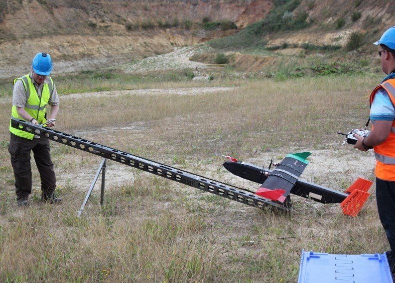 Fixed wing drone fitted for gas measurements