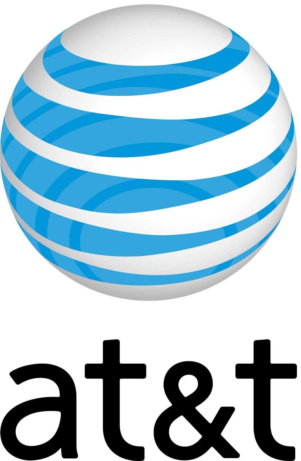The at & t logo is a blue and white striped ball.