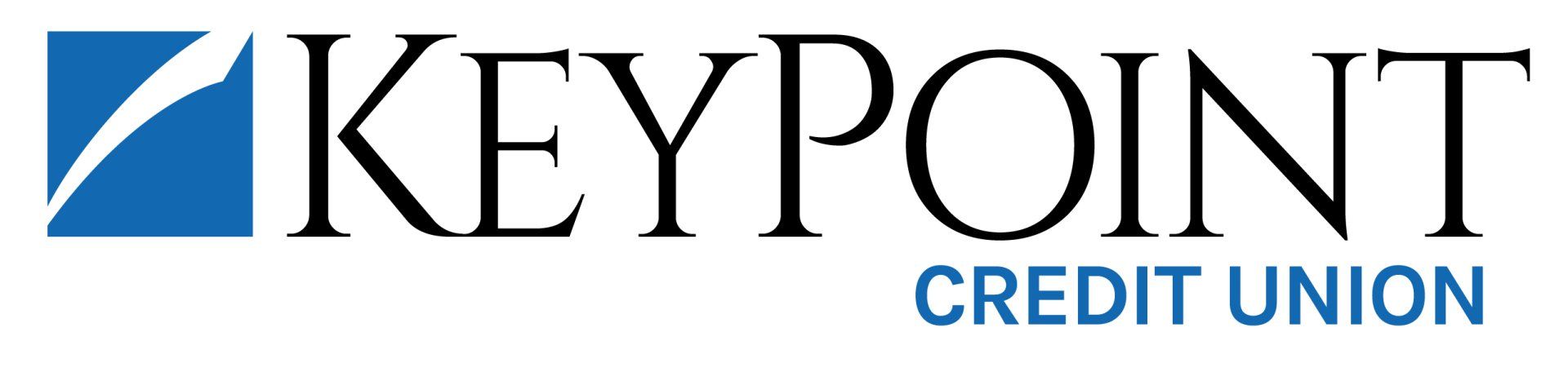 The logo for keypoint credit union is blue and white