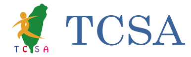 A logo for tcsa with a map of taiwan