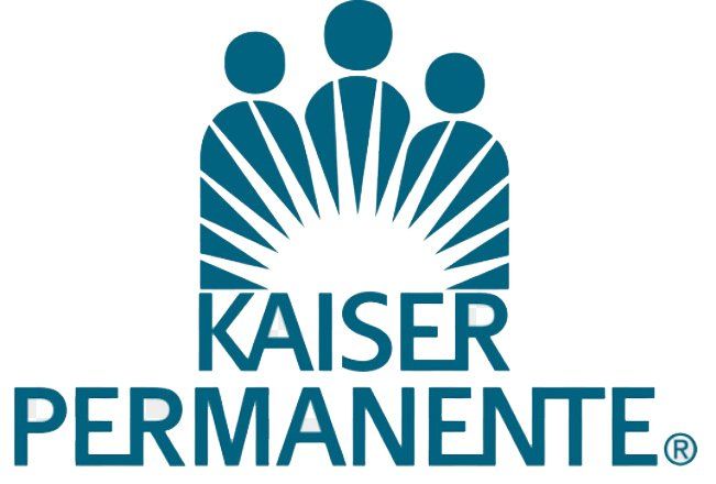 A kaiser permanente logo with three people and a sun