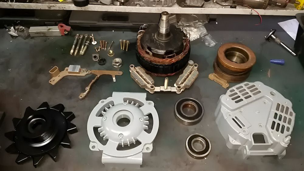 A Bunch Of Parts Are Laying On A Table — Mudgeeraba Auto Electrical & Mechanical In Mudgeeraba, QLD