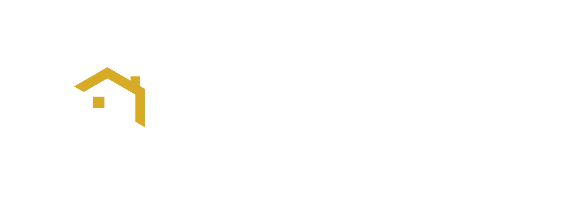 Gold geometric house icon.