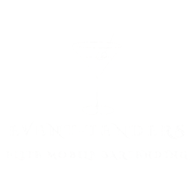 A logo with a white martini glass icon forming the letter "V" in "EYENT-TENDERS," written in white and blue text.