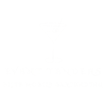 A logo with a white martini glass icon forming the letter "V" in "EYENT-TENDERS," written in white and blue text.