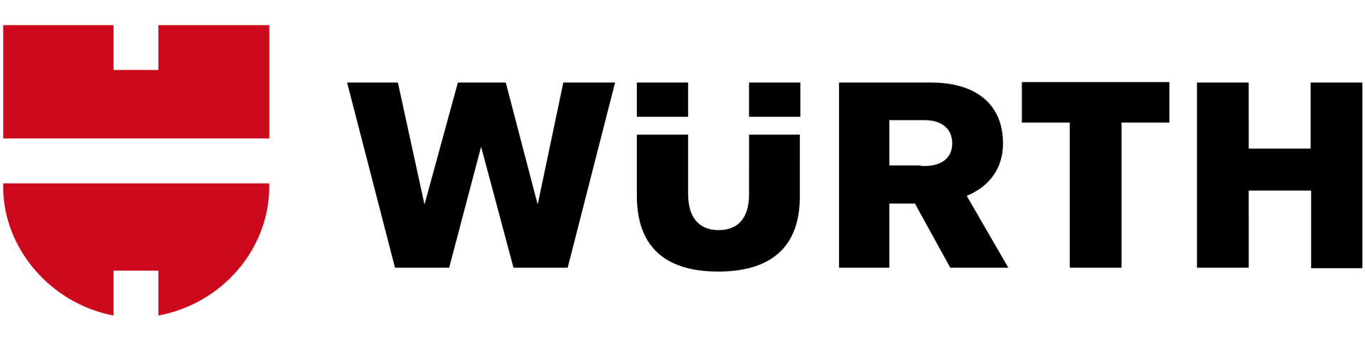 A logo for wurth with a red and white shield on a white background.