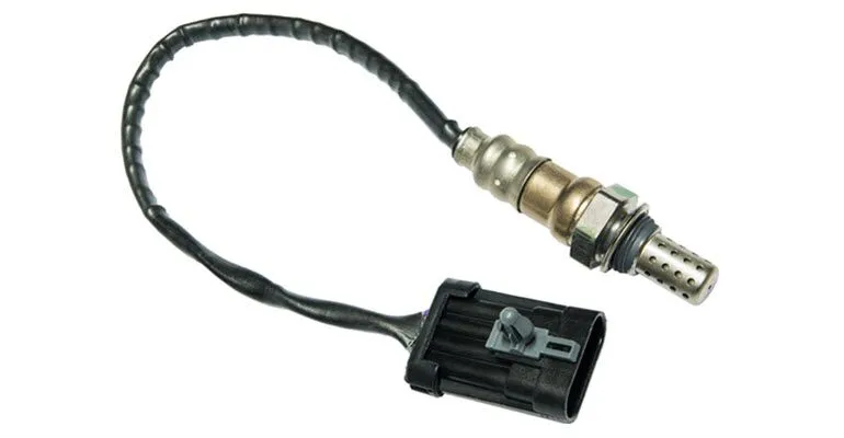 A close up of a oxygen sensor on a white background.