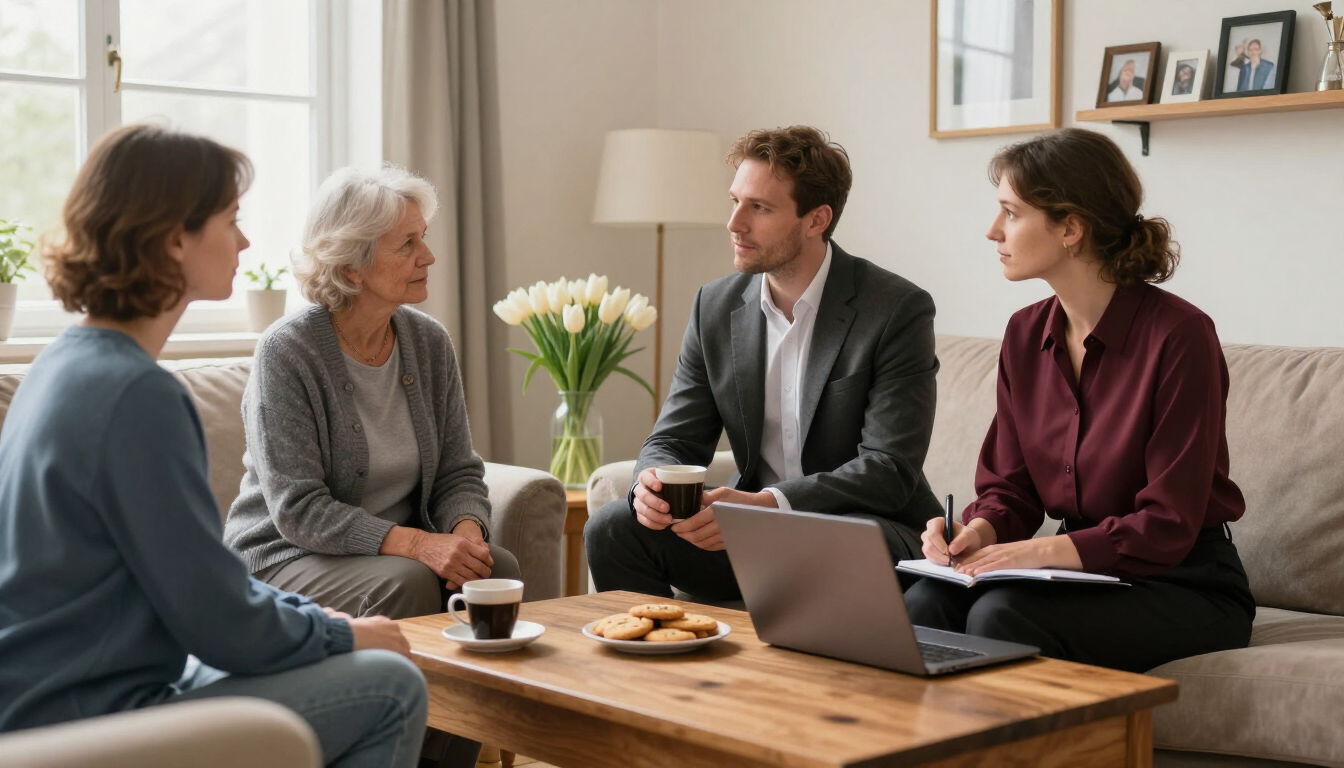 Rustig voorgesprek over de uitvaart aan tafel