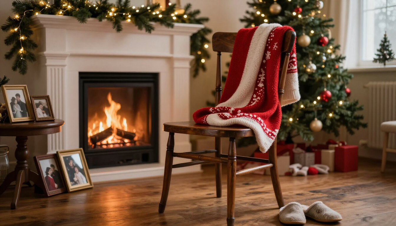 Kersttafel met een kaars als herinnering