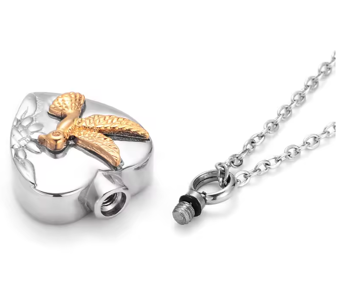 Voorbeeld van een ashanger met losgeschroefd dopje, zodat u het schroefdraad en het vulgat ziet