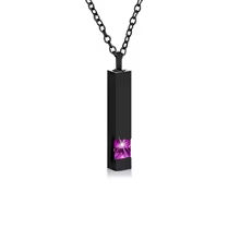 Zwarte staaf ashanger met paarse diamant