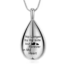 Zilverkleurige teardrop ashanger - Altijd in mijn hart