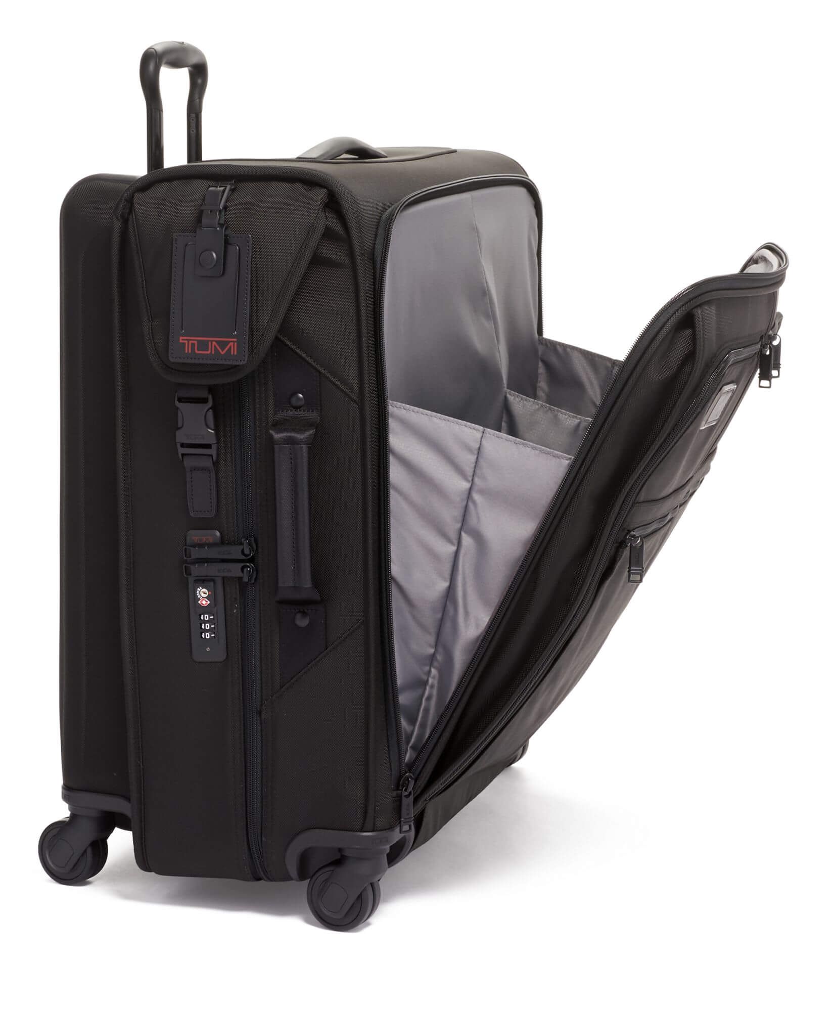 tumi alpha garment bag suitcase black bag open front pocket with tsa lock and handle