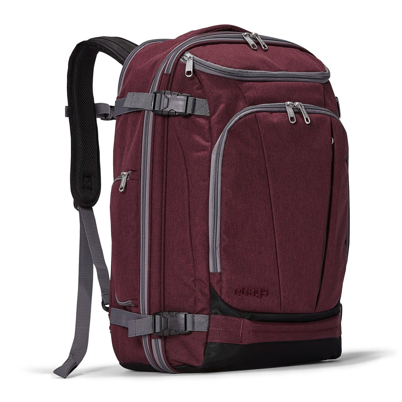 ebags mother lode red backpack grey zippers