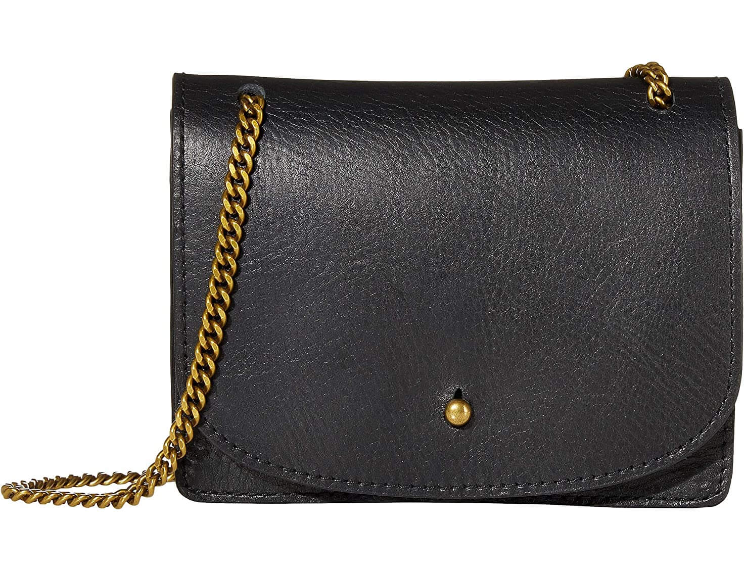 madewell the chain crossbody bag black leather bag gold chain and button