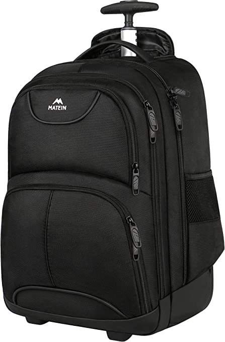 matein wheeled rolling backpack black with handle
