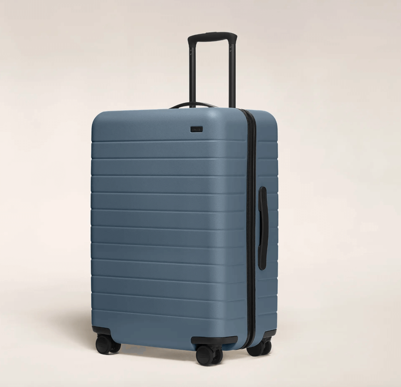 away medium checked luggage coast blue luggage hardside black zipper black handle black wheels