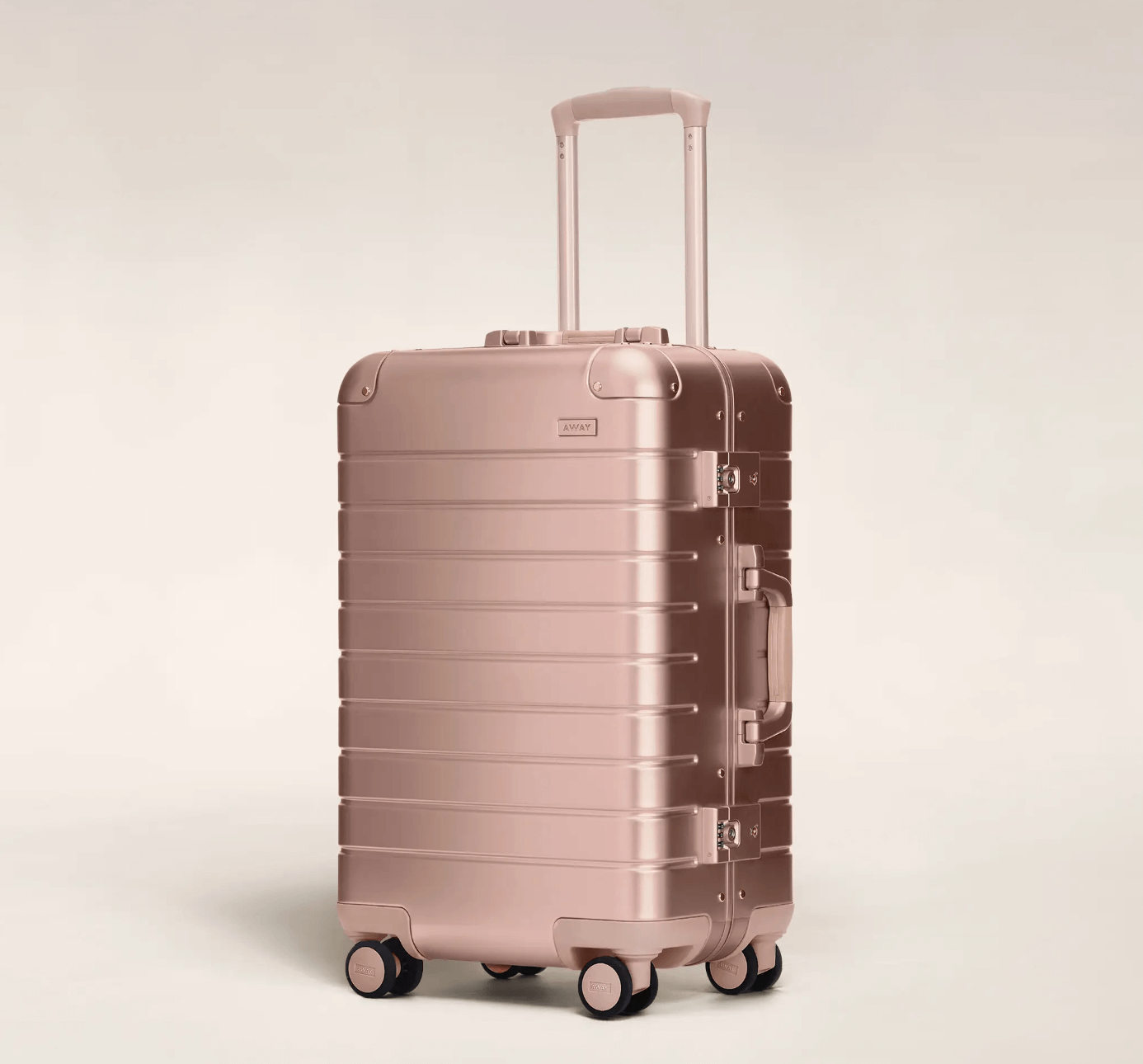 away aluminum carry on luggage rose gold