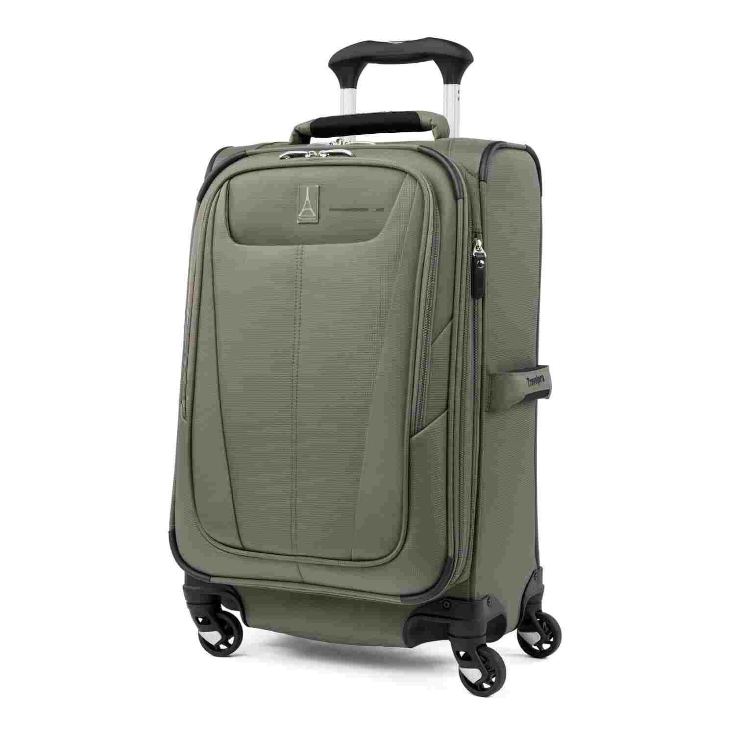 travelpro maxlite 5 carry on suitcase green suitcase black wheels black and silver handle green travelpro logo