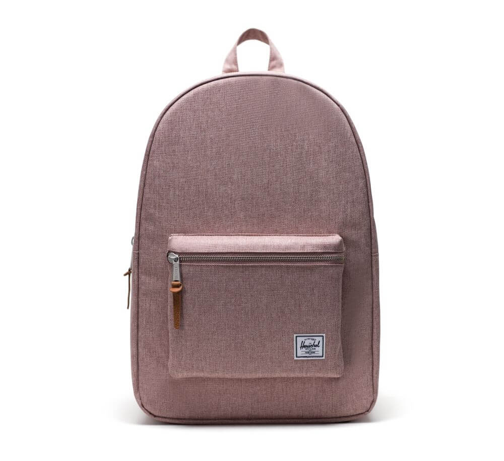 herschel settlement backpack ash rose color backpack front pocket with zipper