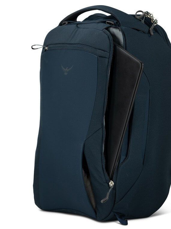 osprey travel pack backpack blue laptop compartment