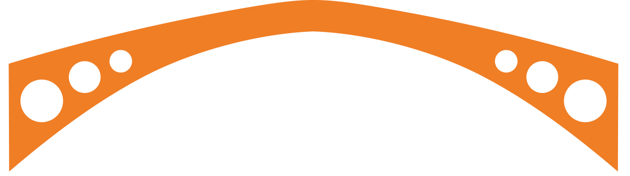 Orange arched shape with three holes.