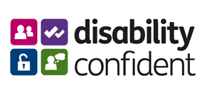 A logo that says disability and confident on it