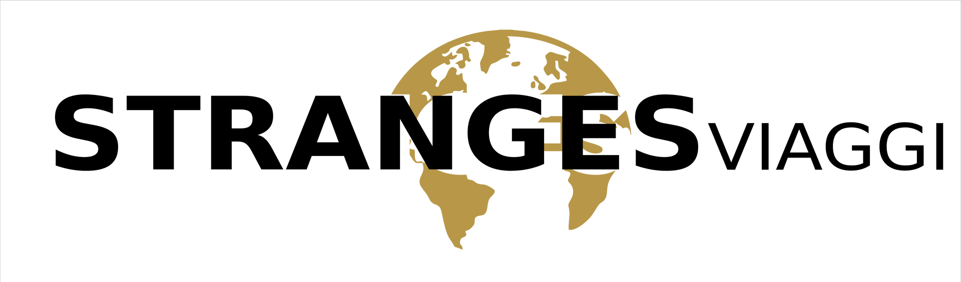 Il logo di stranges viaggi è blu e oro