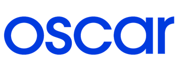 A blue oscar logo on a white background