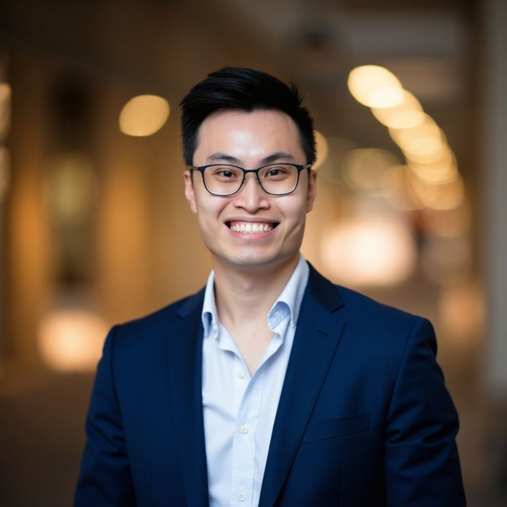 A man in a suit and glasses is smiling for the camera.