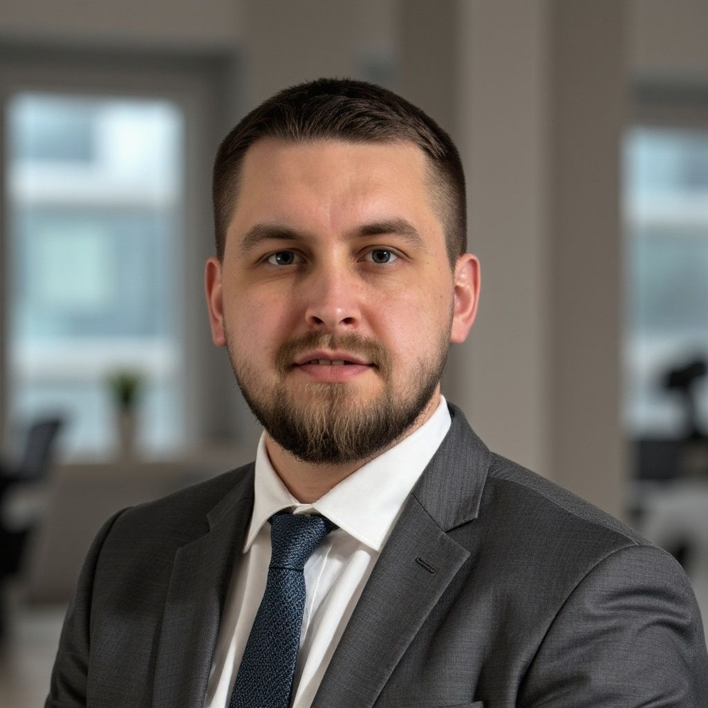 A man in a suit and tie is standing in front of a window.