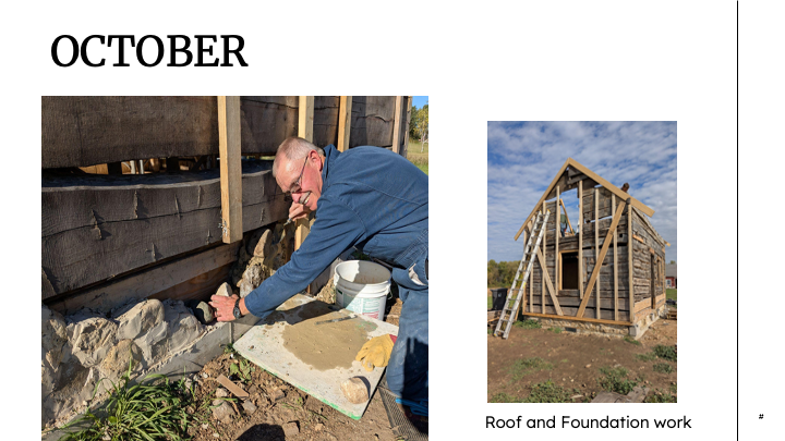 Stanley Steinert working on log house