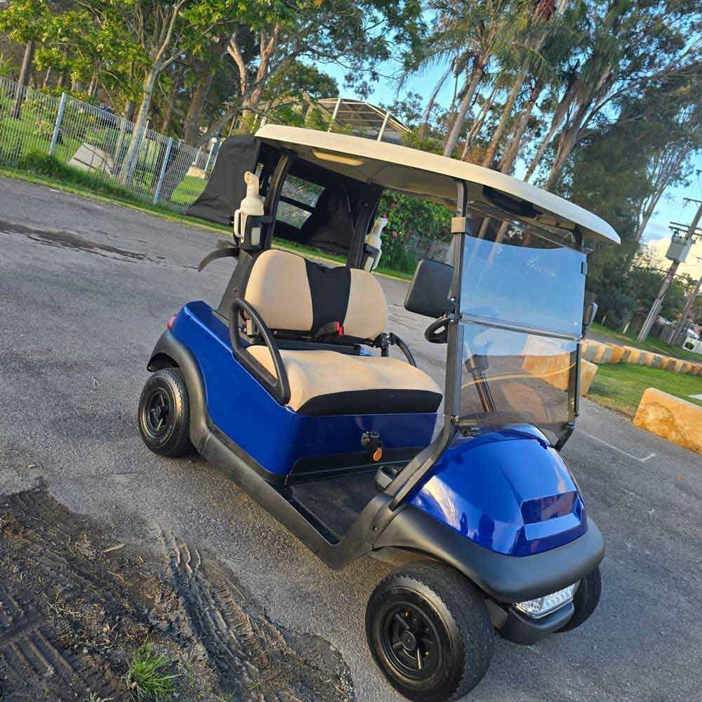 Blue Golf Cart With Tan Seats — Lift It Equipment in Tuggerah, NSW