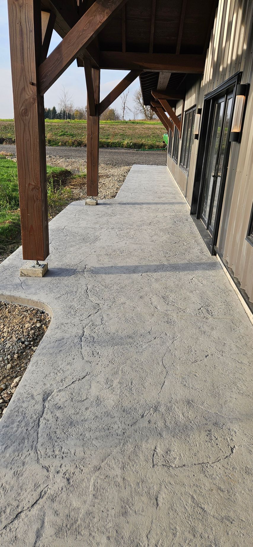 A close up of a concrete floor that looks like wood.