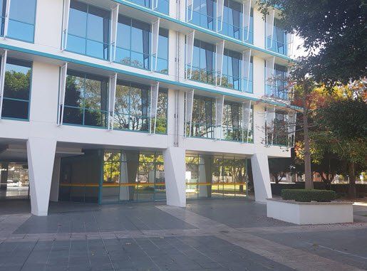 commercial building with tinted windows