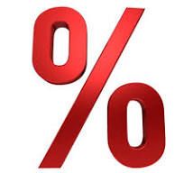 A red percent sign on a white background.