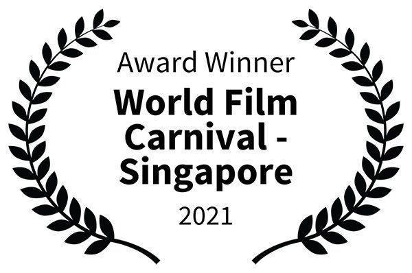 Laurel with text,Award winner, world film carnival-singapore 2021