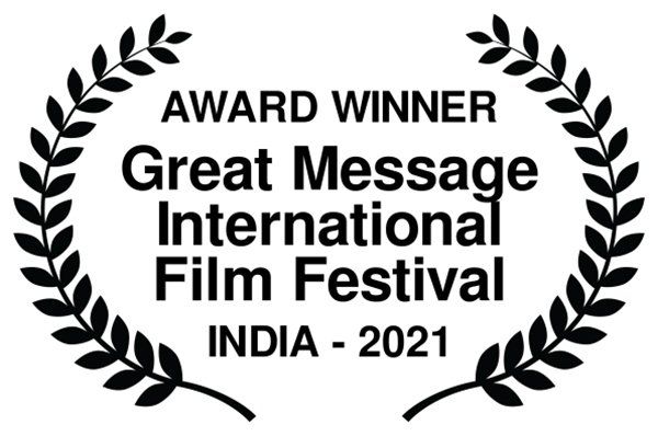 Laurel with text, Award winner, Great message international film festival, India 2021