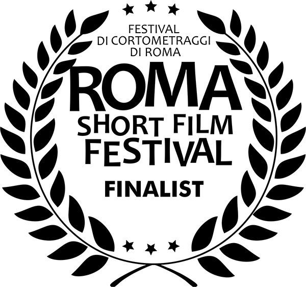 Laurels with text, Roma short film festival finalist 2021
