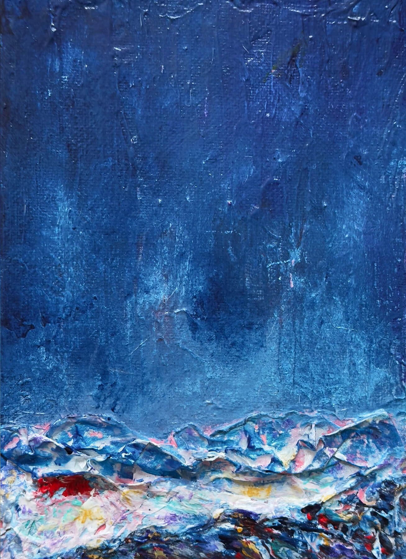 Weather Note I-Small blue mountain study with layered ridgelines, shifting weather, and a quiet sense of distance