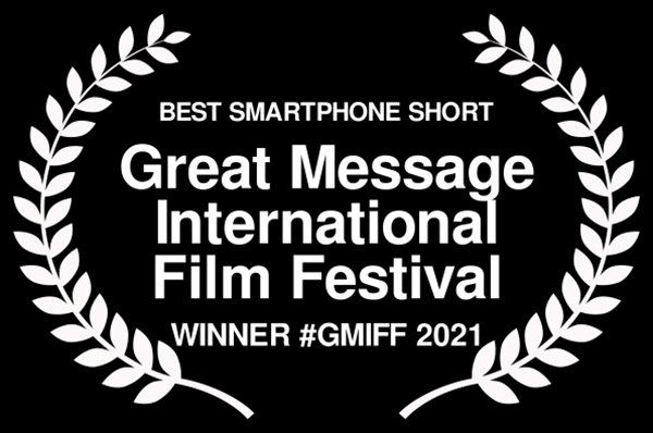 Laurel with text, best smartphone short, Great message, international film festival, winner #gmiff 2021