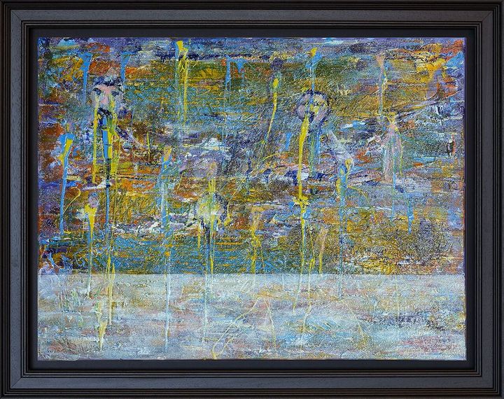 Original painting Xavier’s Lost Soul by Irish artist Anthony Carey. Award-winning abstract self-portrait with layered figures and textured surface