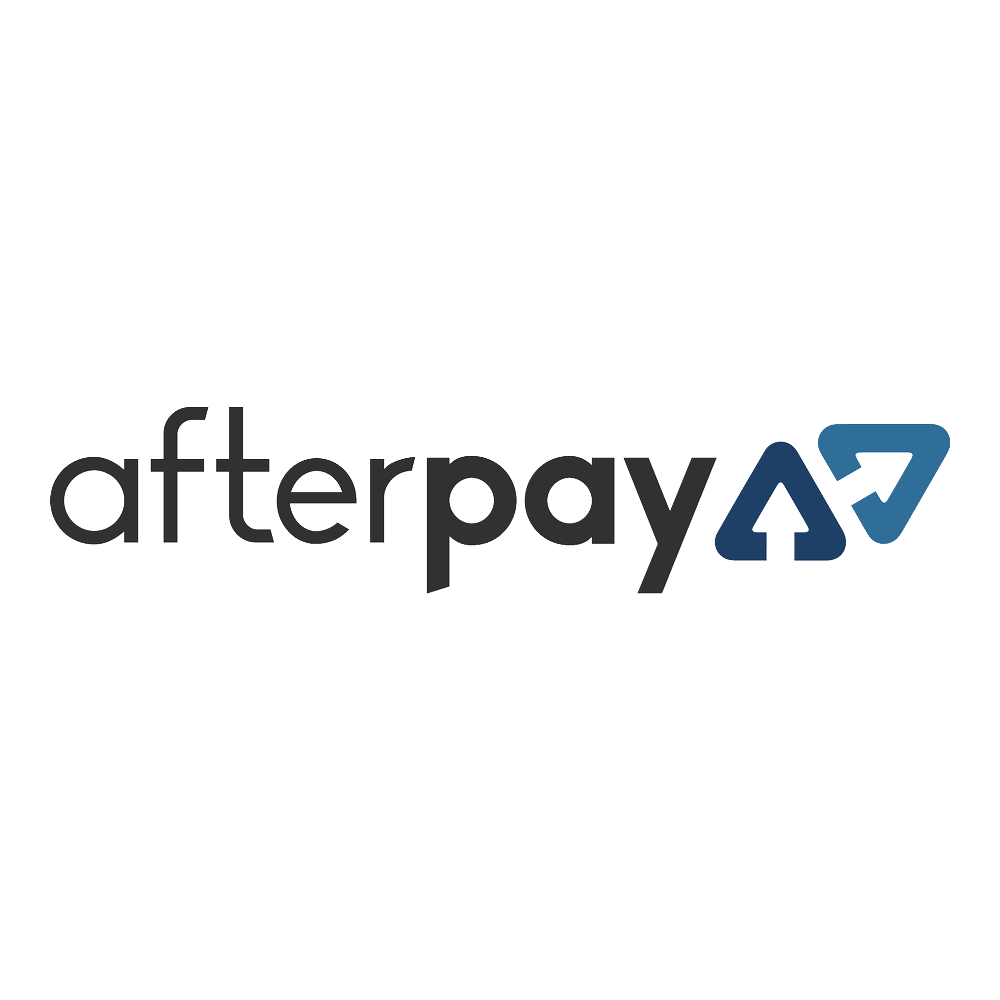 Logoet for efterbetaling er blåt og sort på en hvid baggrund.