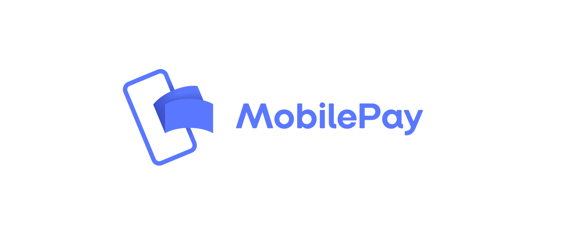 Et blåt logo til mobilepay med en telefon og en boks.