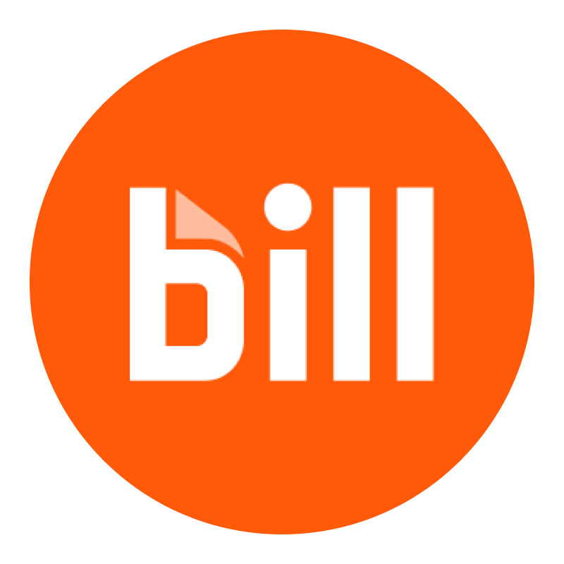 An orange circle with the word bill on it