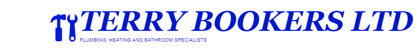 a blue and white logo for terry bookers ltd